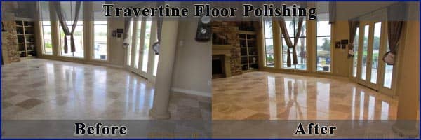 Travertine Floor Polishing Before After